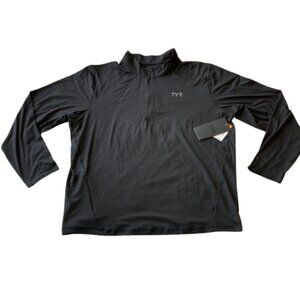 TYR SLS Quarter Zip Long Sleeve Shirt Athletic Fit Men's 2XL Black NWT
